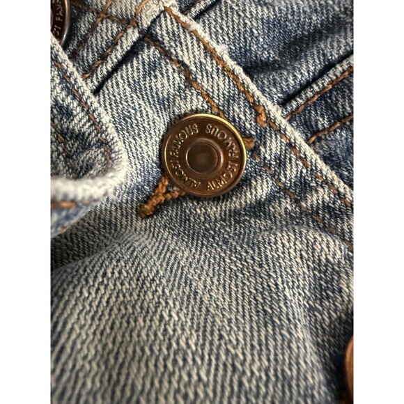 Almost Famous Women Junior Sz 9 Blue Distressed Denim Bib Overalls Grunge Boho - Picture 9 of 12